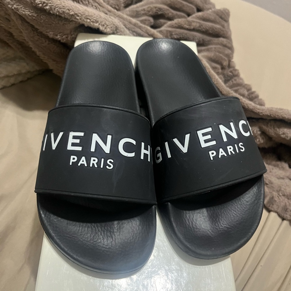Givenchy Black & White Logo Slide Sandals